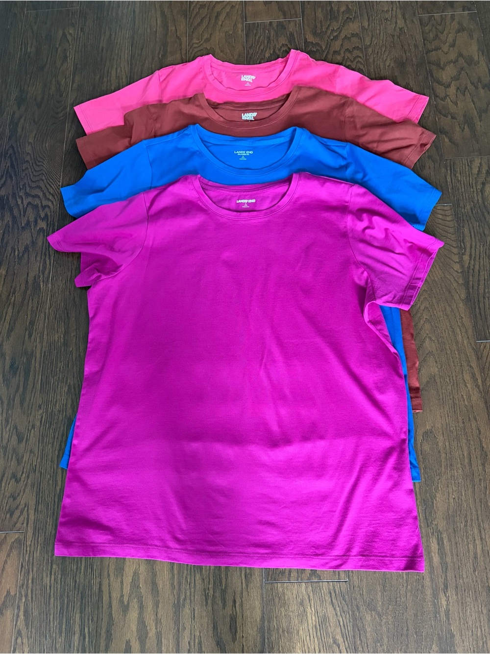 Lands' End Crew Neck Tee - Fuchsia, Blue, Rust, Pink